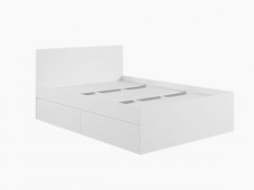 Кровать двуспальная с ящиками 1,4м Мадера-М1400 (белый) в Набережном - naberezhnoe.mebel-nsk.ru | фото