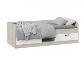 Кровать комбинированная «Оливер» Тип 1 401.003.000 (дуб крафт серый/белый/серо-голубой) в Набережном - naberezhnoe.mebel-nsk.ru | фото