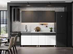 Кухонный гарнитур София (2,0м) (бланж/графит матовый) в Набережном - naberezhnoe.mebel-nsk.ru | фото
