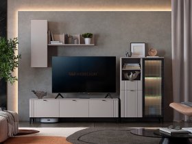 Модульная гостиная Рич (кашемир/фрапучино матовый/черный) в Набережном - naberezhnoe.mebel-nsk.ru | фото
