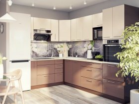 Модульная кухня Классика (ваниль/шоколад) в Набережном - naberezhnoe.mebel-nsk.ru | фото