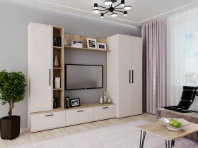 Модульная стенка Верона (сатин/дуб крафт серый) в Набережном - naberezhnoe.mebel-nsk.ru | фото