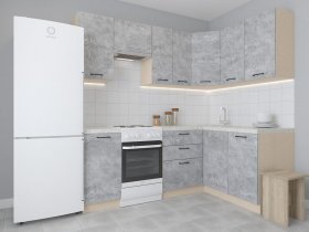 Модульная угловая кухня 1,4м*2,1м Лада (цемент) в Набережном - naberezhnoe.mebel-nsk.ru | фото