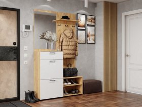Прихожая Монтана (дуб крафт золотой/белый) в Набережном - naberezhnoe.mebel-nsk.ru | фото