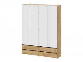 Шкаф четырехстворчатый (с ящиками) Абрау (дуб крафт золотой/белый) в Набережном - naberezhnoe.mebel-nsk.ru | фото