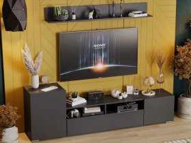 Стенка «Сильвия» (графит серый) в Набережном - naberezhnoe.mebel-nsk.ru | фото