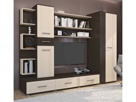 Стенка Верона (дуб венге/дуб молочный) в Набережном - naberezhnoe.mebel-nsk.ru | фото