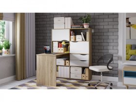 Стол письменный тип 7 (дуб сонома/белый ясень) в Набережном - naberezhnoe.mebel-nsk.ru | фото