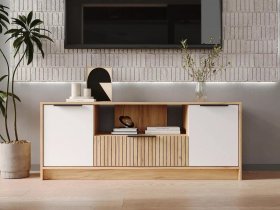 Тумба под ТВ  ТМ-001 Ивис (дуб крафт золотой/белый) в Набережном - naberezhnoe.mebel-nsk.ru | фото